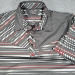OGIO Short Sleeve Golf Polo Mens XL Gray Red‎ Stripe